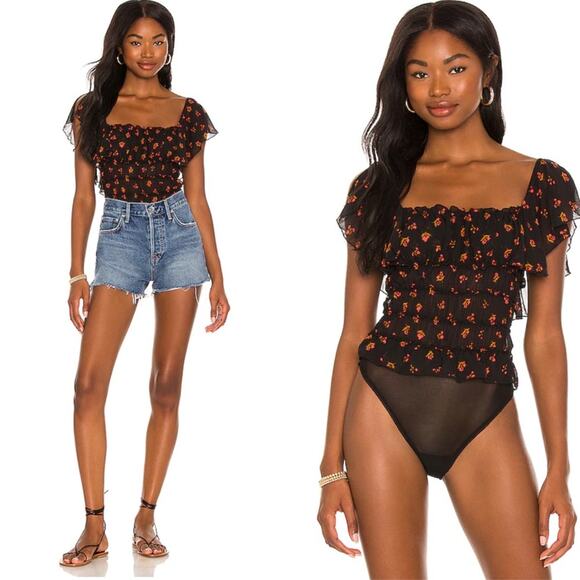 Free People Juliet Printed Bodysuit Twilight Combo size small - Picture 1 of 8
